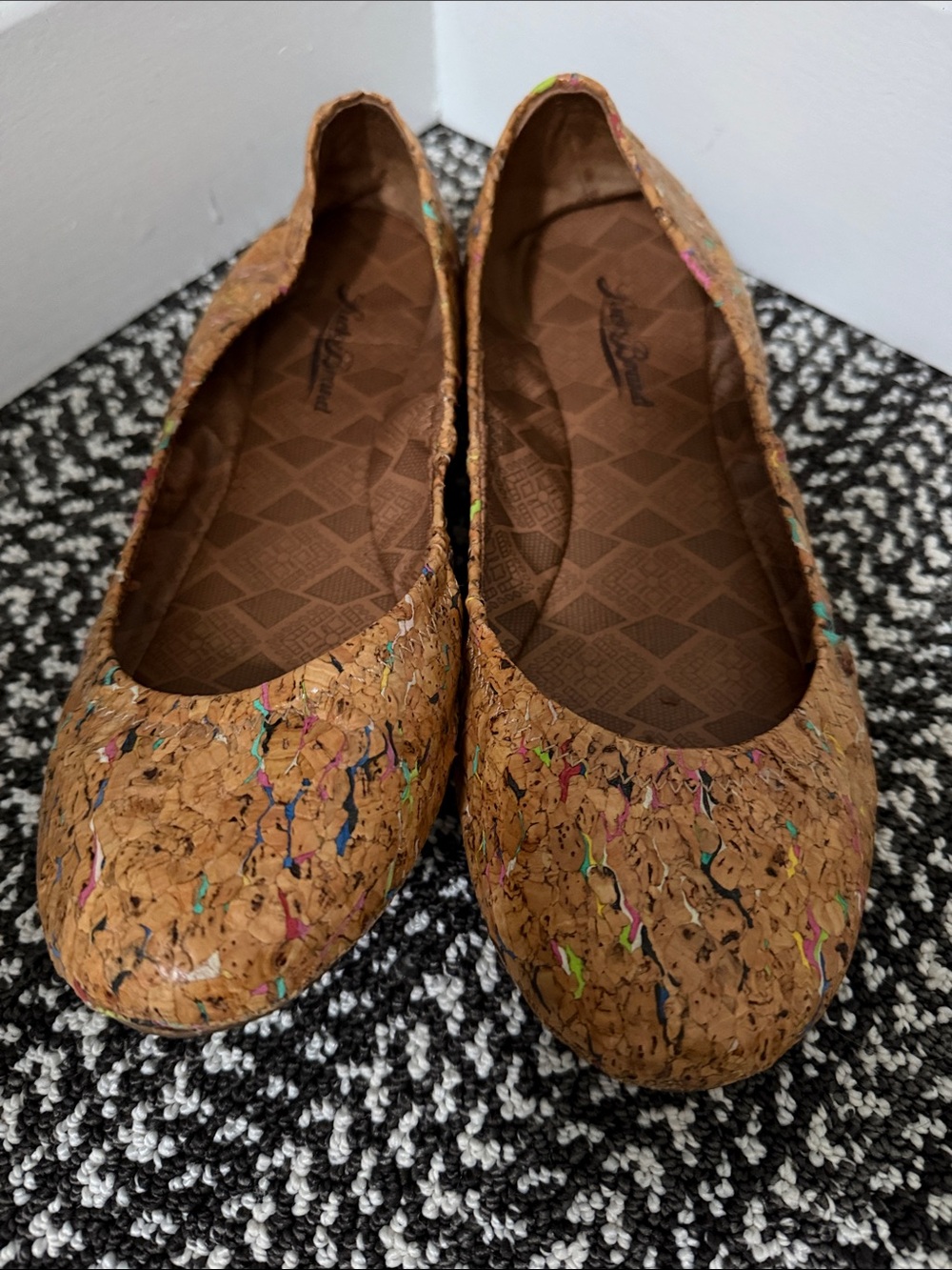Lucky Brand Cork-Effect Ballet Flats with Multicolor Speckle
